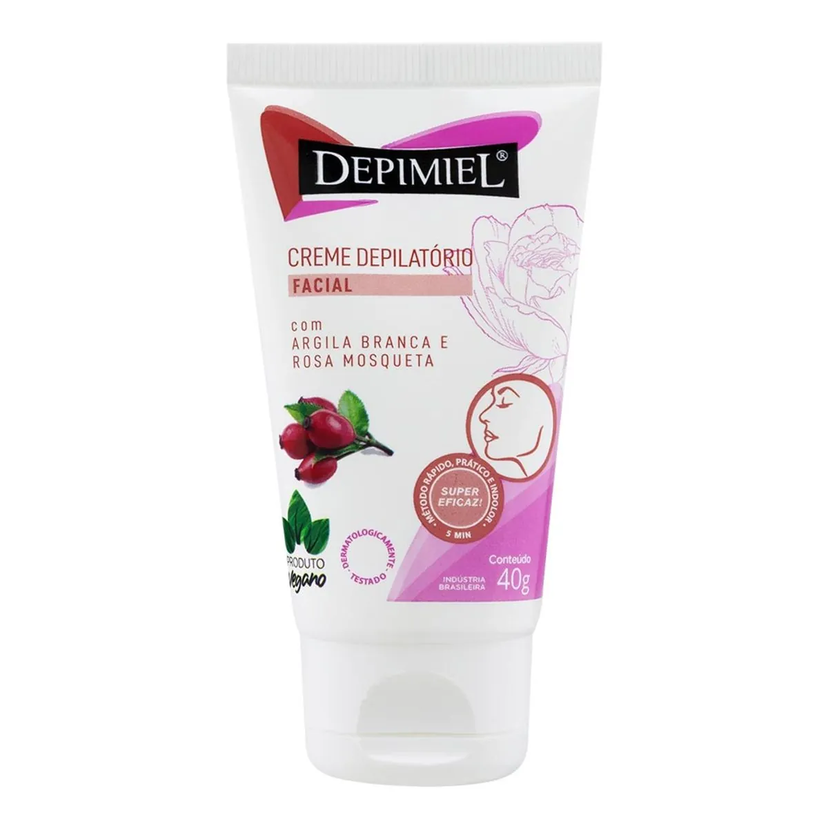Creme Depilatório Facial Com Argila Branca E Rosa Mosqueta Depimiel Bisnaga 40g