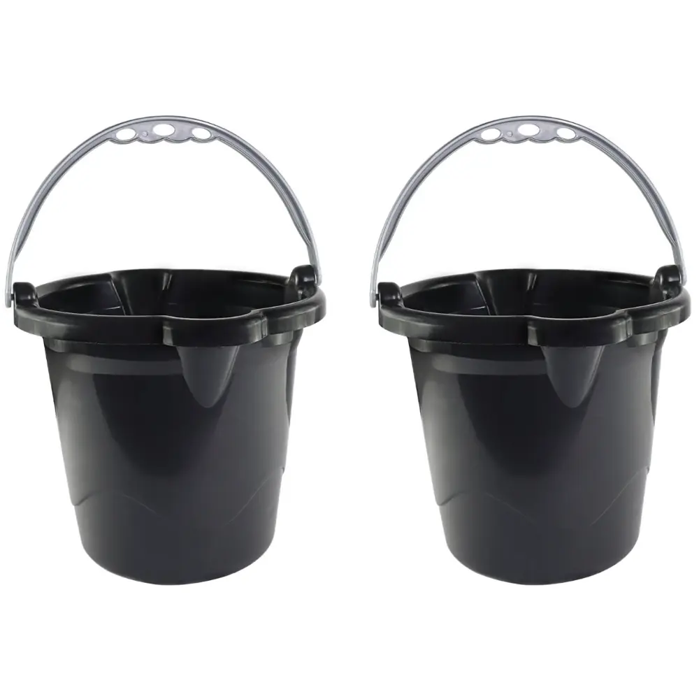 Kit 2 Baldes Reforçados 8,5 Litros Com Alça Preto