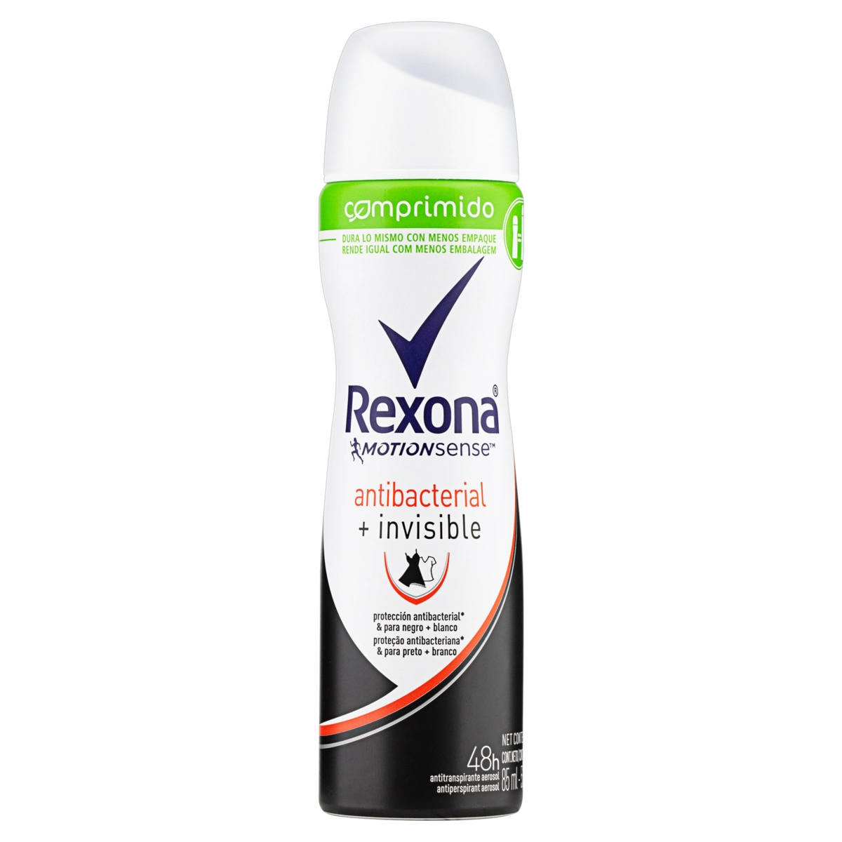 Antitranspirante Aerossol Antibacterial E Invisible Comprimido Rexona Motionsense 85ml