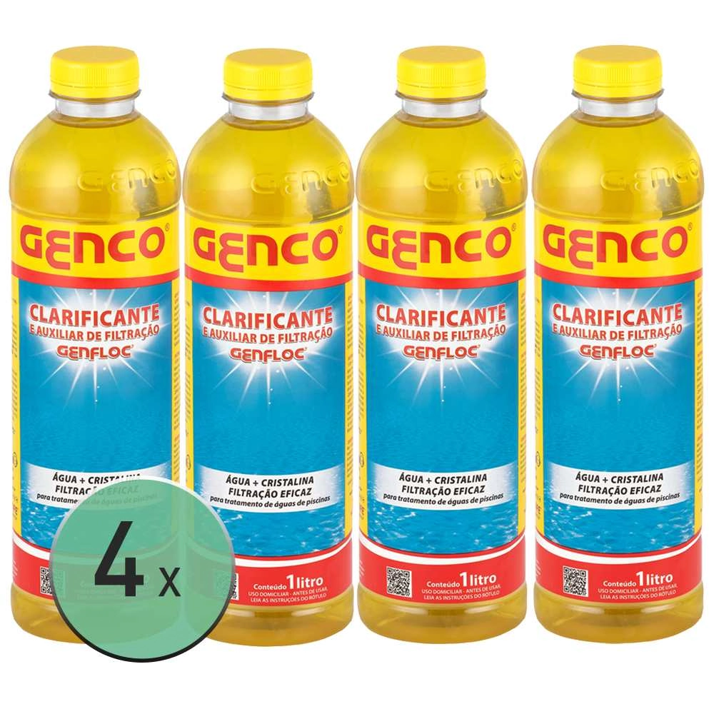 Kit 4 Clarificante Floculante Filtração Piscina Genfloc 1l - Genco