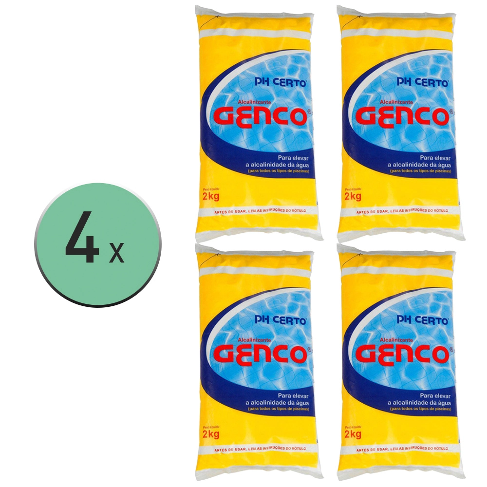 Kit 4x Ph Certo Alcalinizante Elevador De Alcalinidade 2kg - Genco
