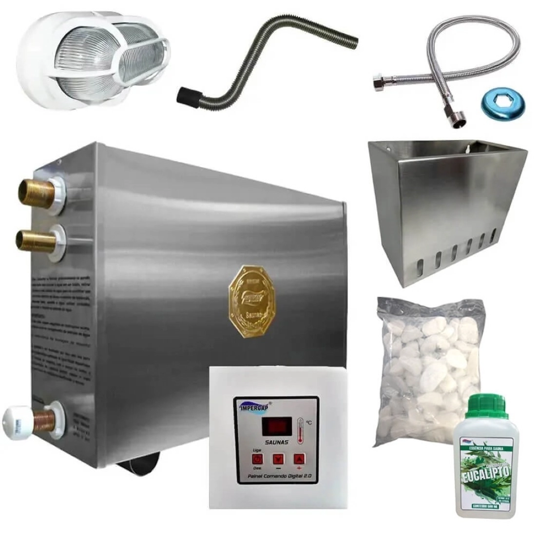 Sauna Vapor 18kw + Kit Completo S/ Porta Até 32m³ Impercap - 220v Trifásico
