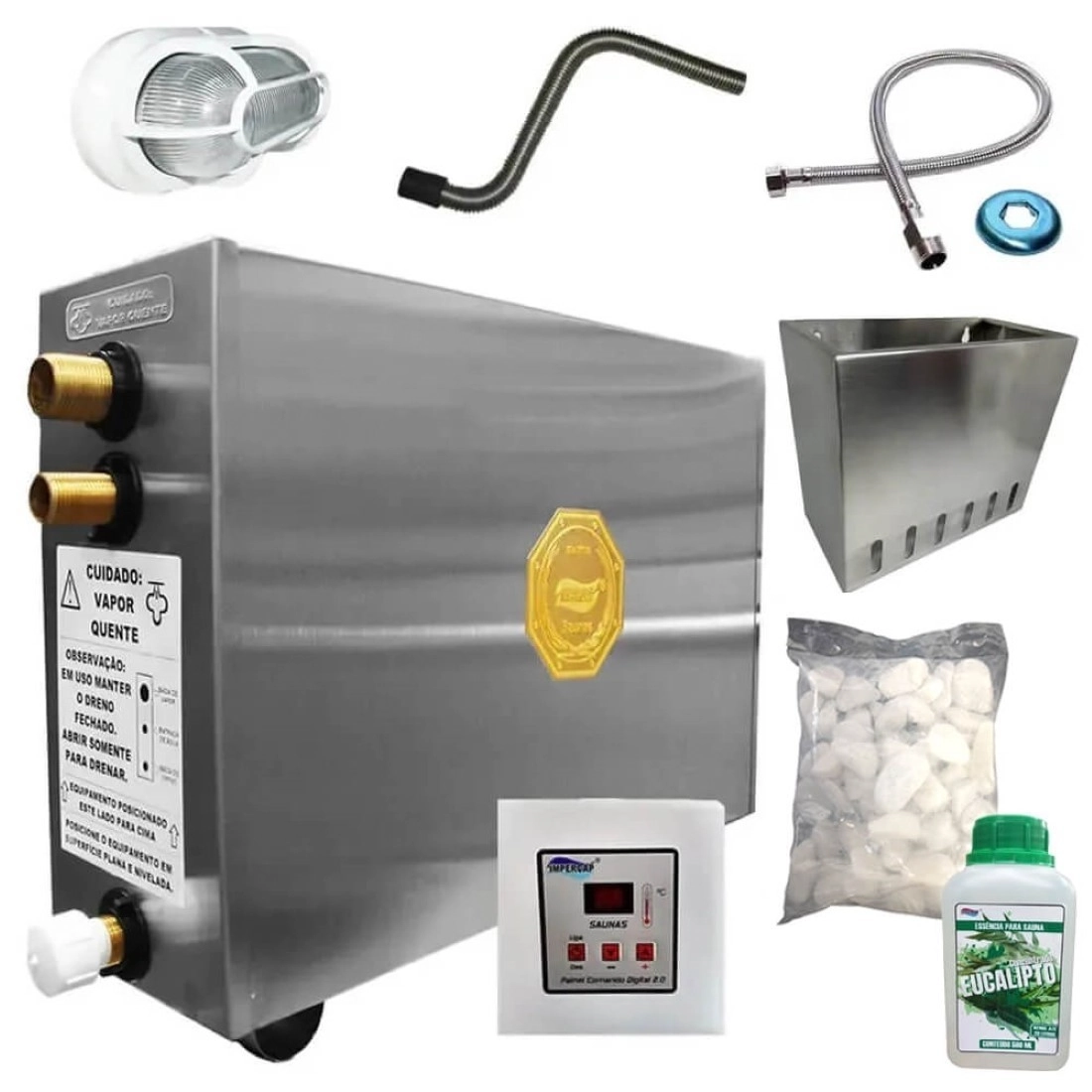 Sauna Vapor 9kw + Kit Completo S/ Porta Até 12 5m³ Impercap - 220v Bifásico