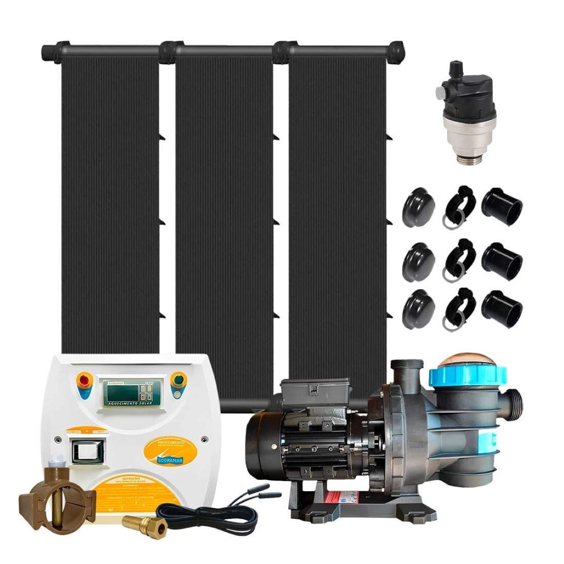 Kit Aquecedor Solar Piscina 12m² 16.000l + Bomba - Sodramar