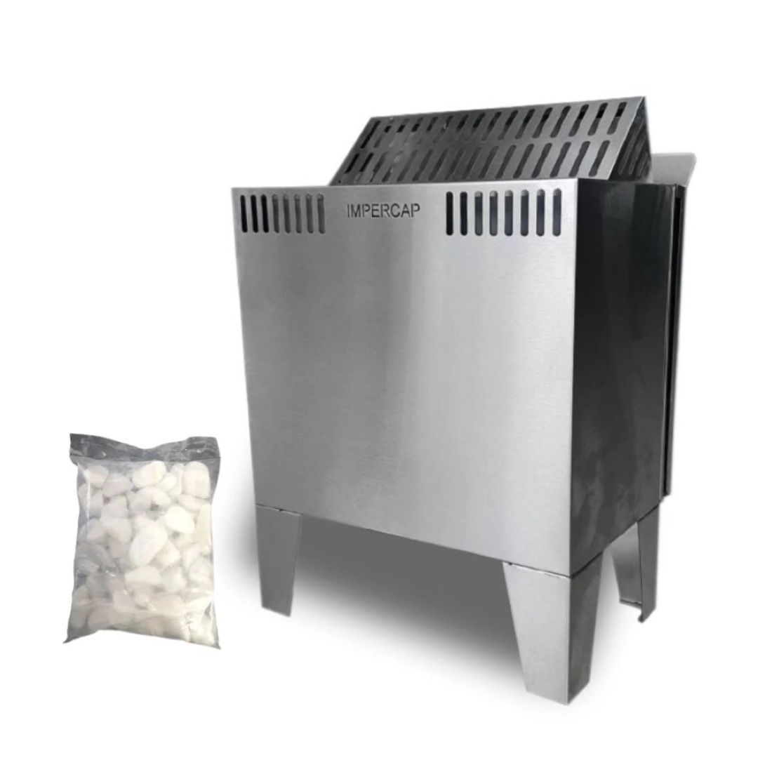 Kit Sauna Seca 12kw + Seixo Pedras Impercap - Até 30m³ - 220v Bifásico