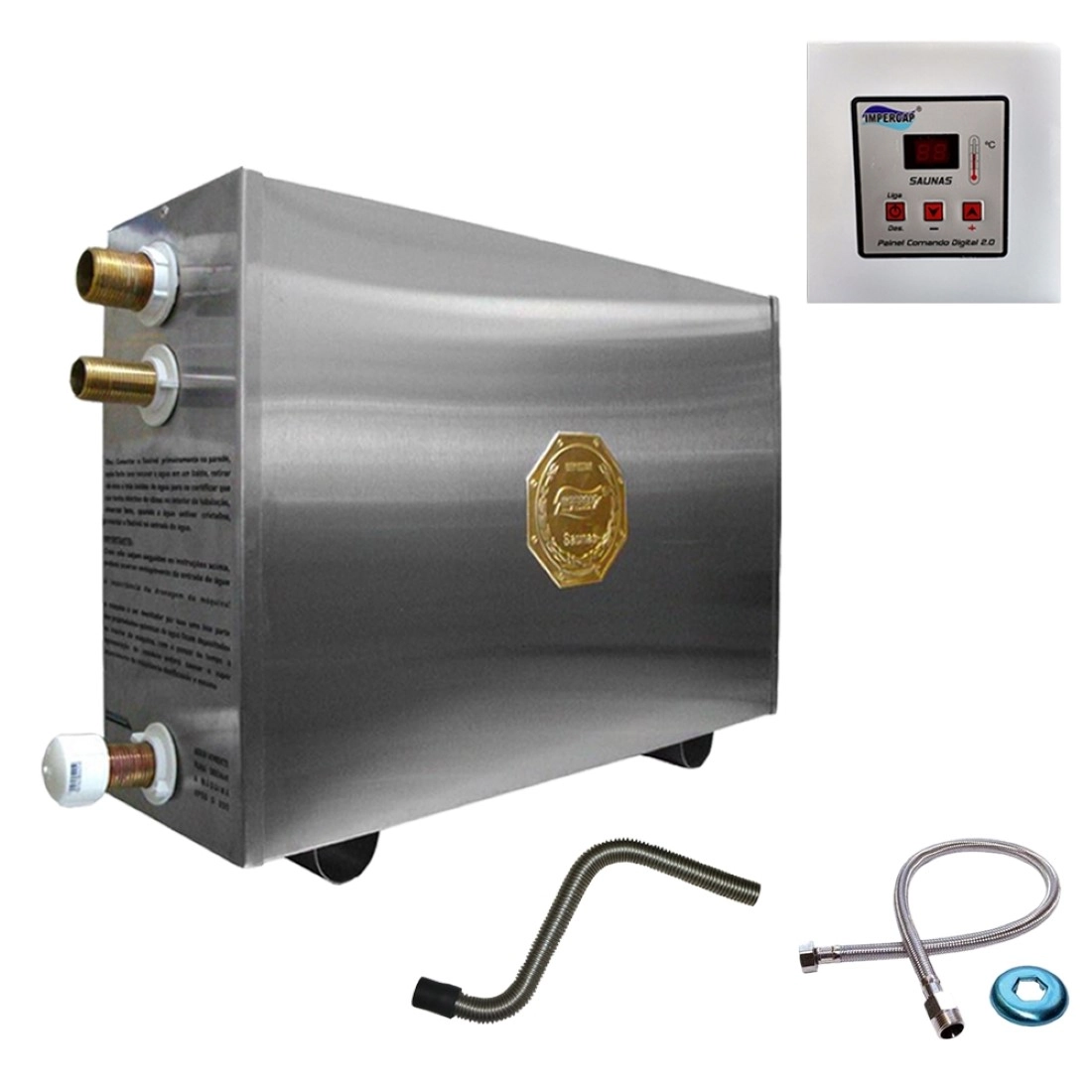 Sauna Vapor 18kw + Kit Instalação Inox Até 32m³ - Impercap - 220v Trifásico