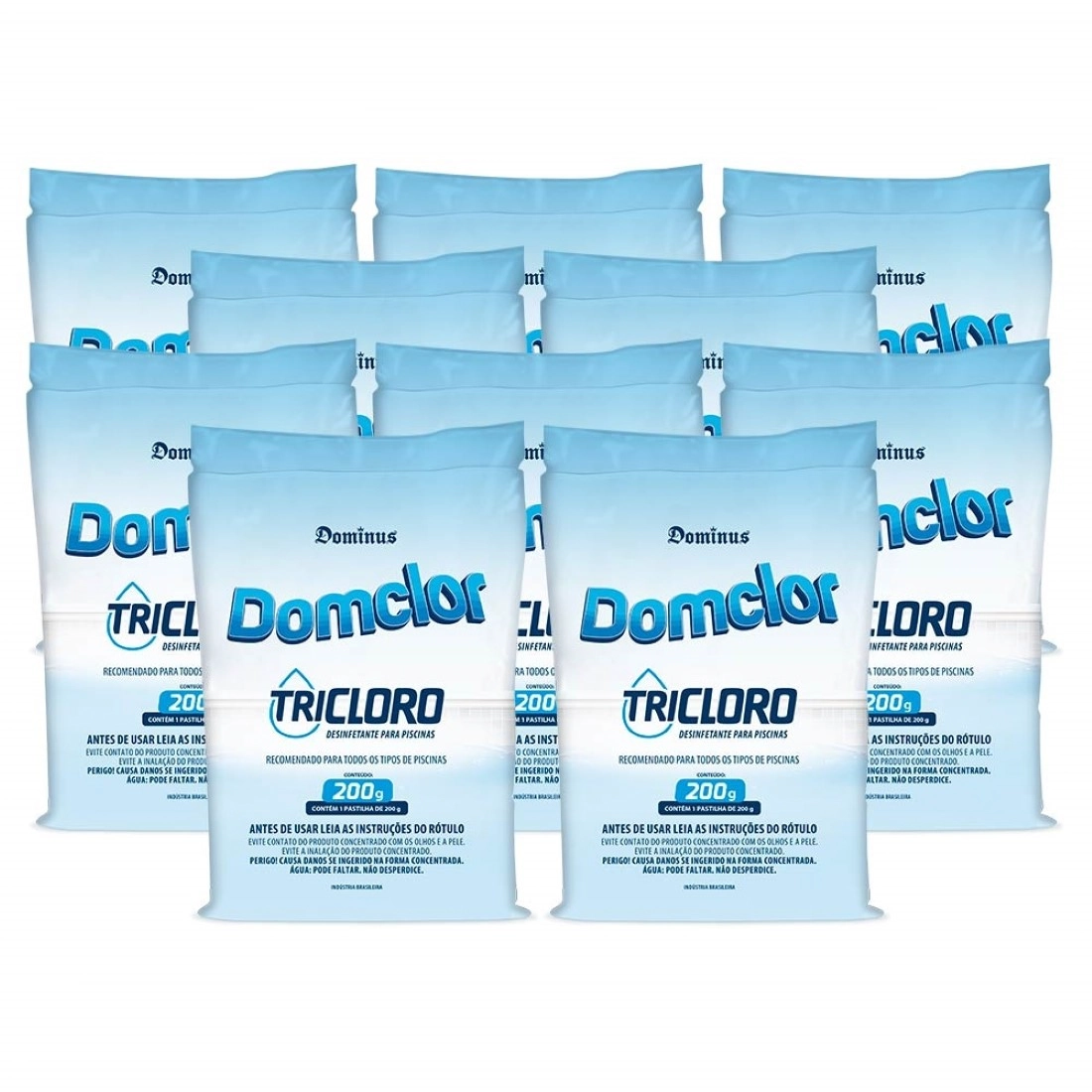 Kit 10 Pastilha Tablete Cloro Piscina Tricloro 200gr - Domclor