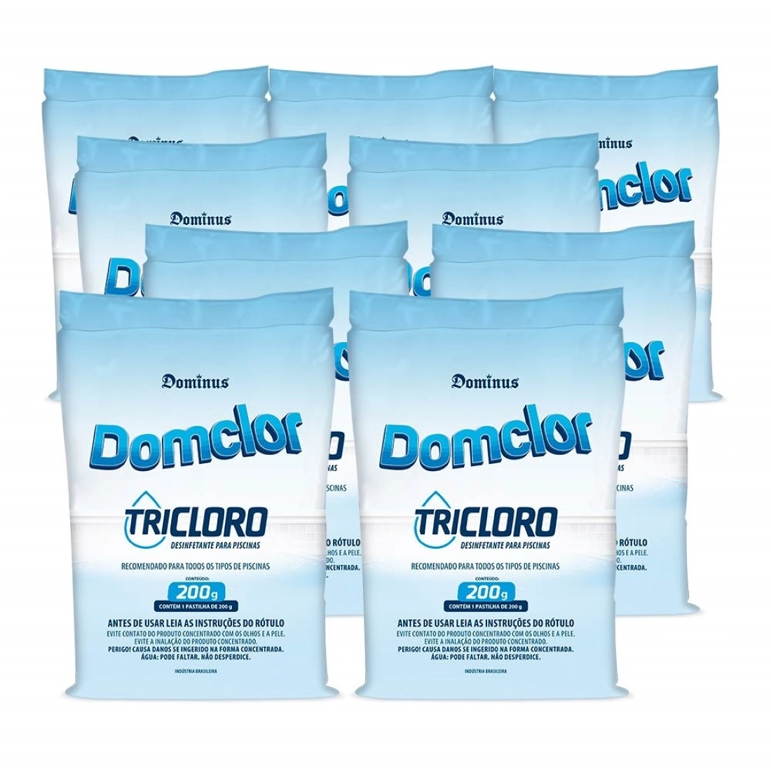 Kit 9 Pastilha Tablete Cloro Piscina Tricloro 200gr - Domclor