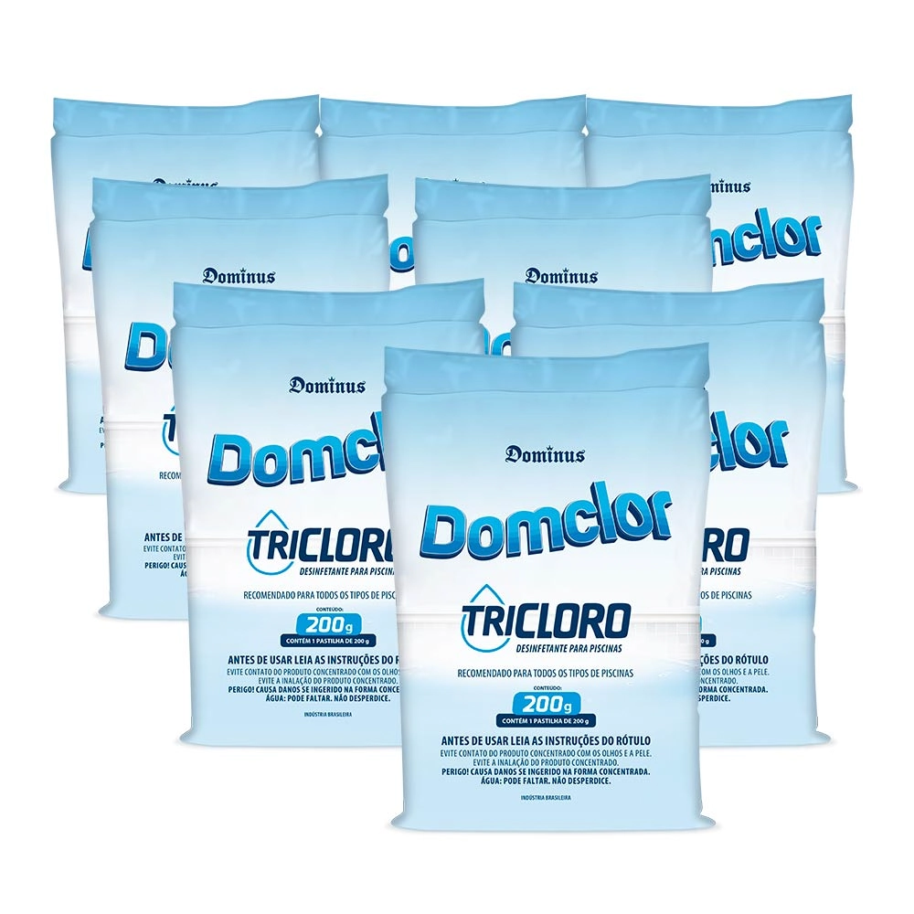 Kit 8 Pastilha Tablete Cloro Piscina Tricloro 200gr - Domclor
