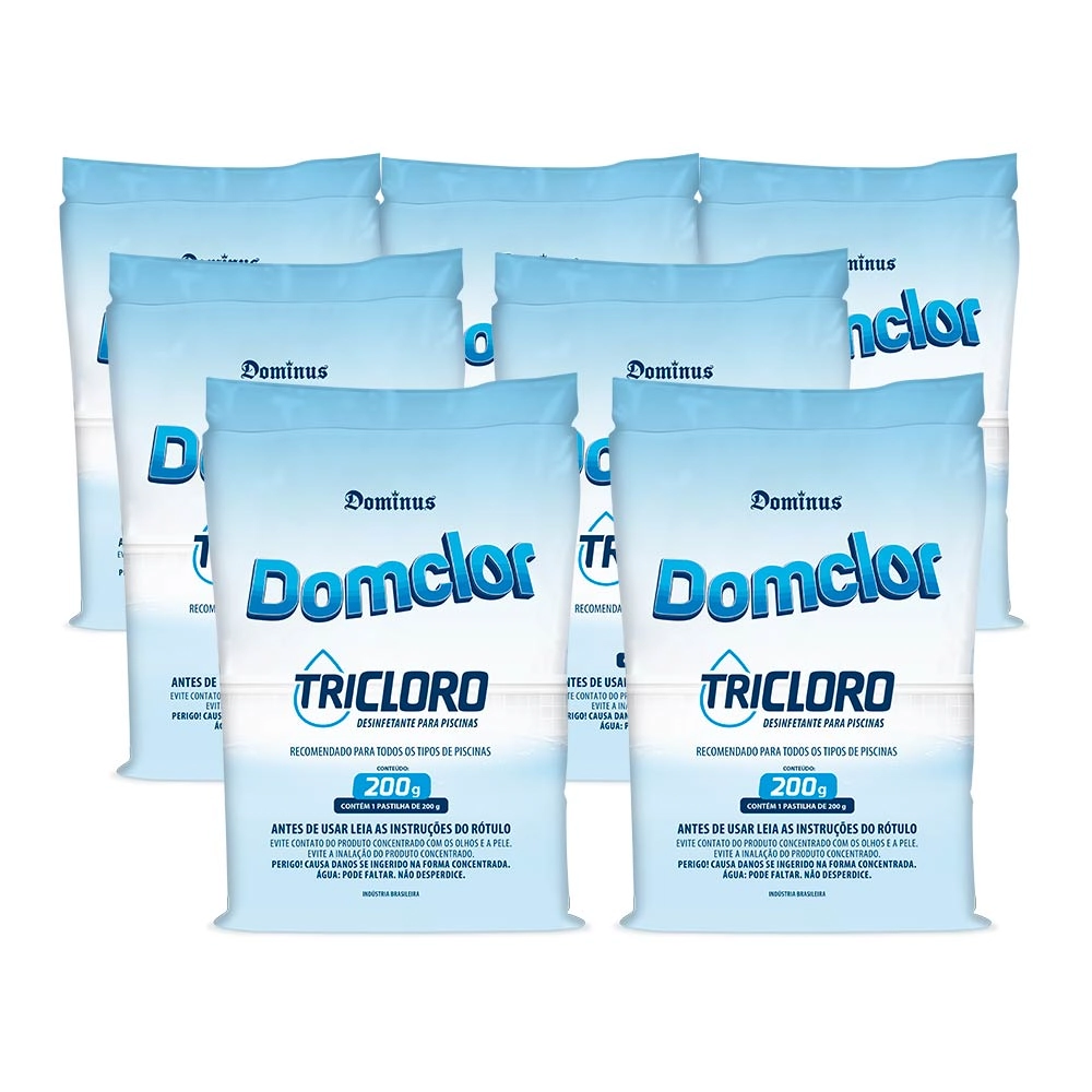 Kit 7 Pastilha Tablete Cloro Piscina Tricloro 200gr - Domclor