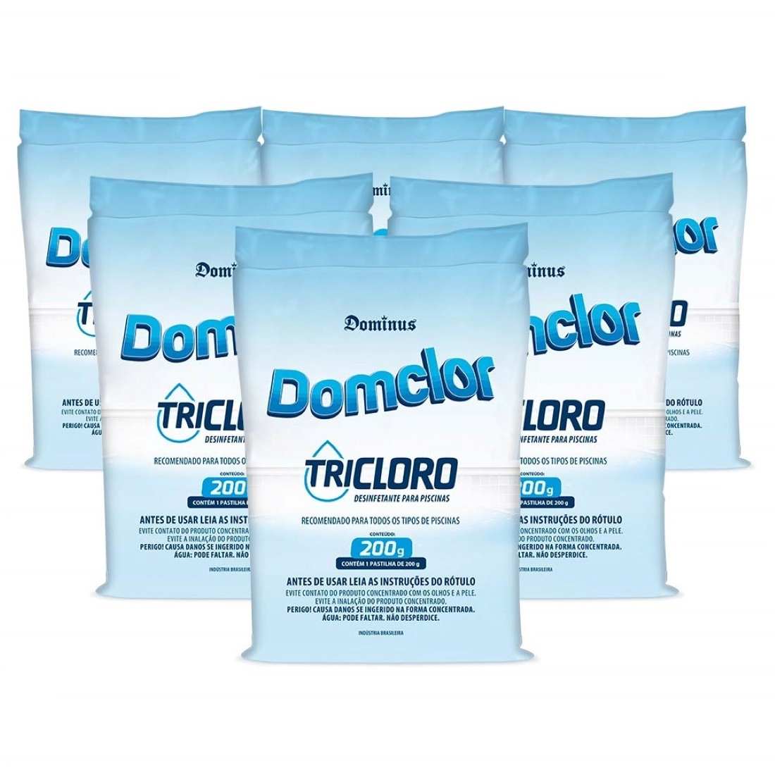 Kit 6 Pastilha Tablete Cloro Piscina Tricloro 200gr - Domclor