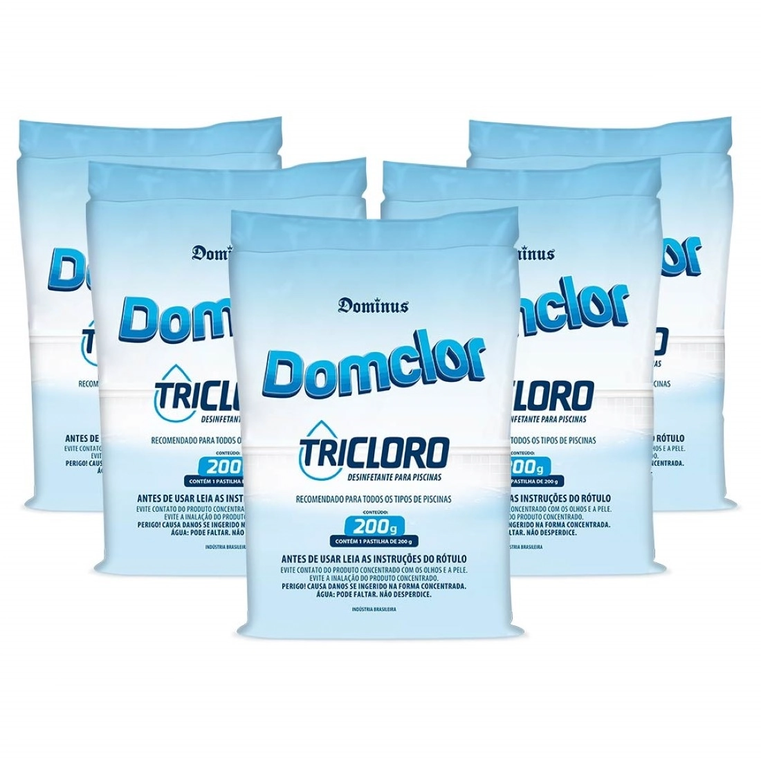 Kit 5 Pastilha Tablete Cloro Piscina Tricloro 200gr - Domclor