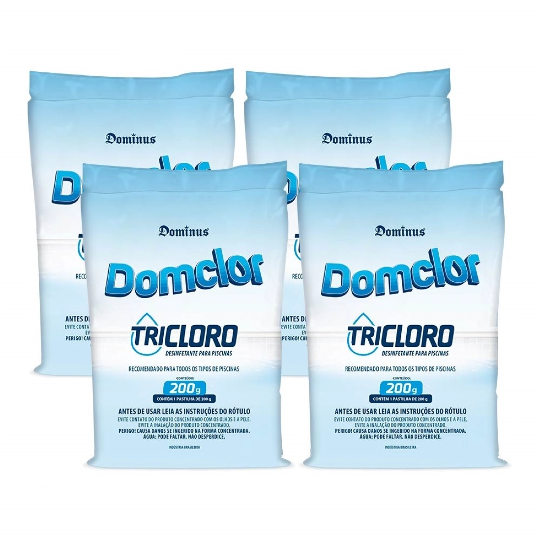 Kit 4 Pastilha Tablete Cloro Piscina Tricloro 200gr - Domclor