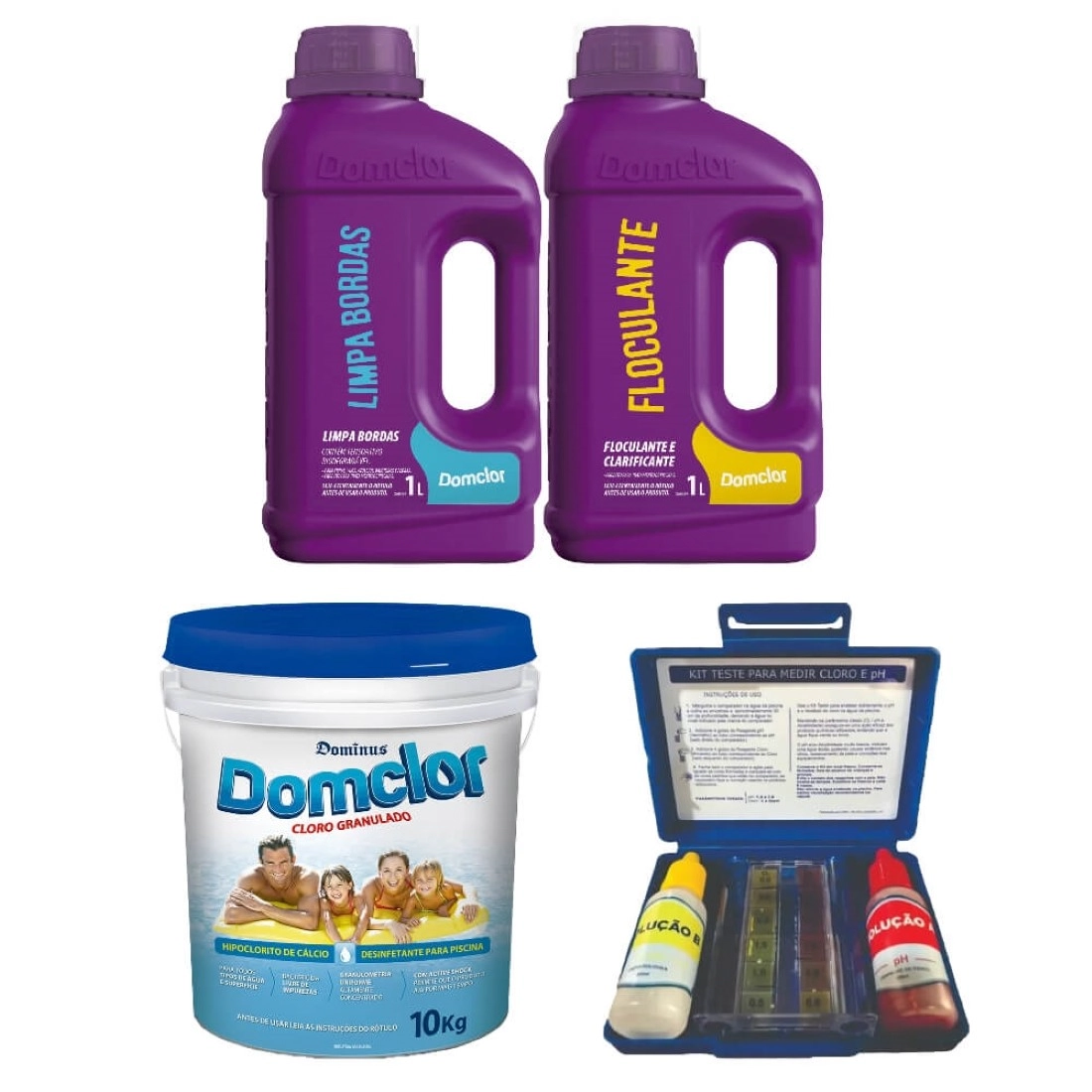 Kit Cloro Piscina Tratamento Limpa Bordas (balde 10kg) - Domclor