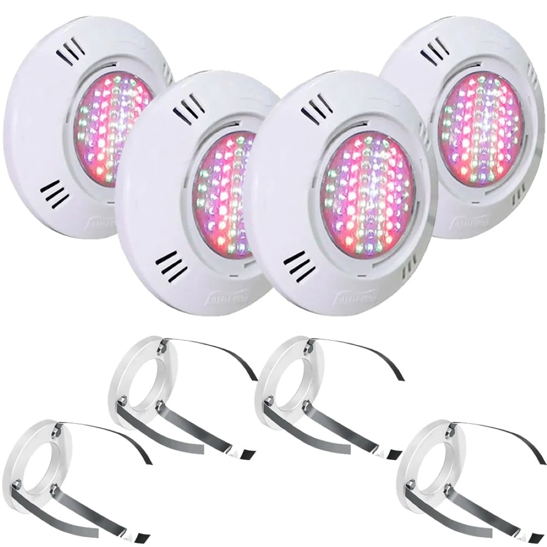 Kit 4 Iluminação Led Piscina Smd 5w Rgb + Adaptador Com Garras - Sodramar