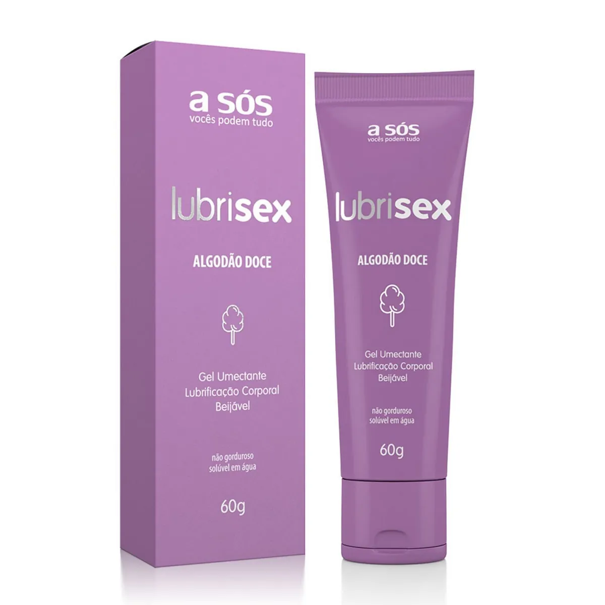 Gel Beijável Algodao Doce Não Gorduroso e Hipoalergênico 60g