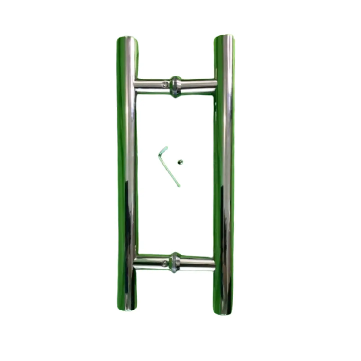Puxador Duplo Inox Polido Tipo H Redondo 300x200 Porta Vidro
