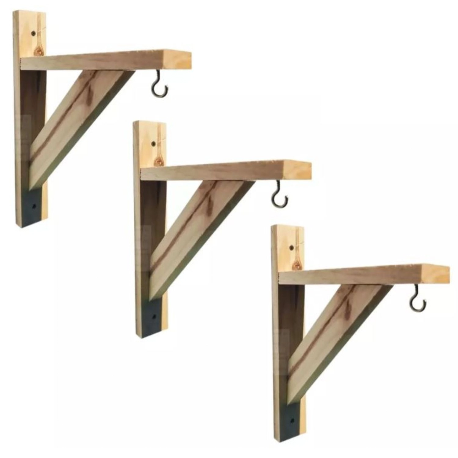 Suporte Para Plantas Pinus Parede Mão Francesa Kit 3 Peças