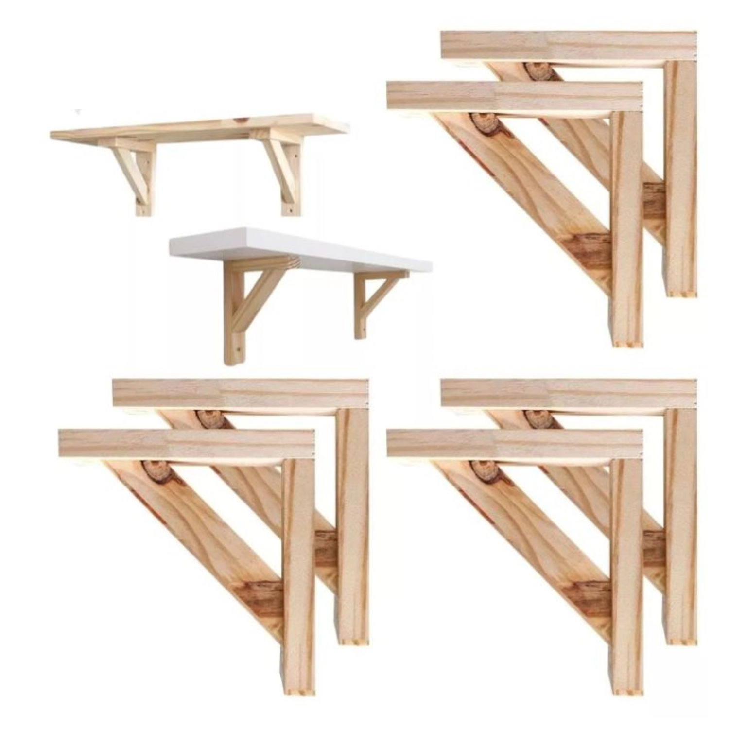 Suporte Madeira Mão Francesa Pinus Vintage 30x30 6 Unidades