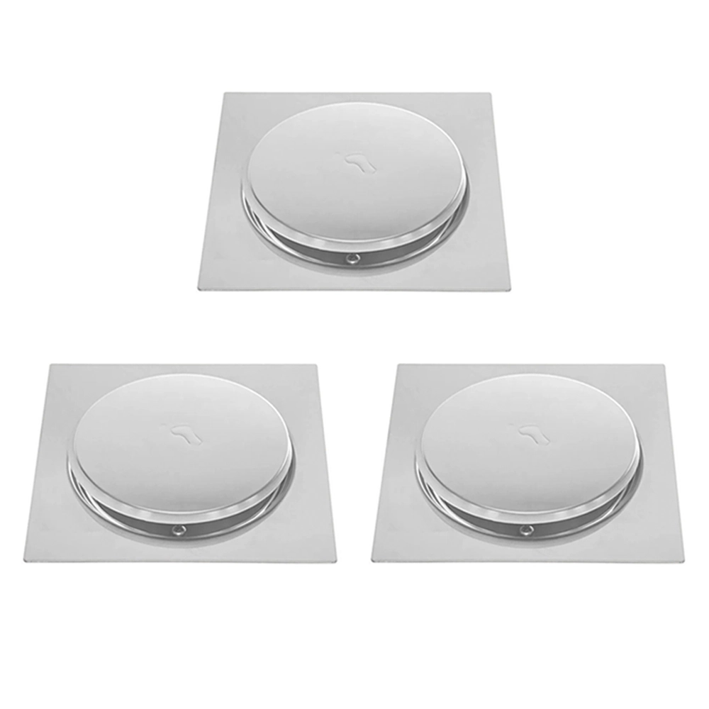 Ralo Click Inox 15x15 Inteligente Kit 3 Unidades Cromado Banheiro Lavabo Anti Odor Quadrado
