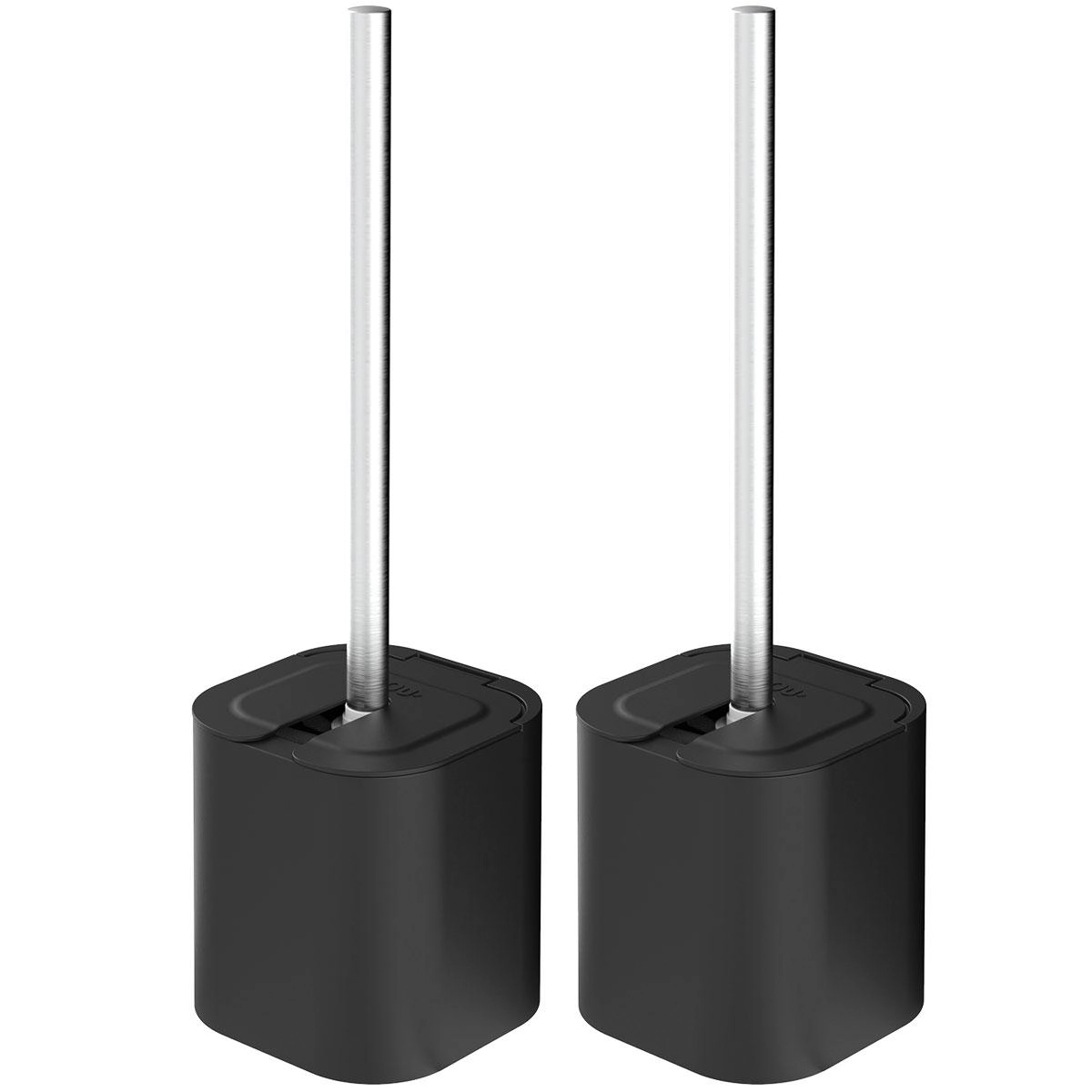 Conjunto 2 Escovas Sanitárias Com Suportes Para Banheiro Lavabo Polipropileno Dual Ou Preto