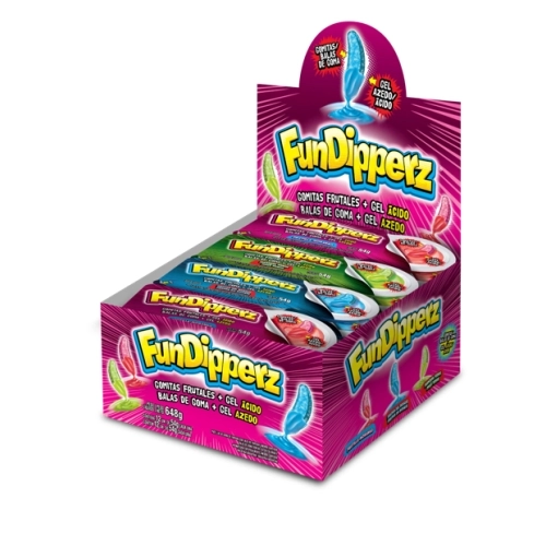 Bala de Goma com Gel Azedo Fruto do Bosque Fundipperz Bandeja 54g