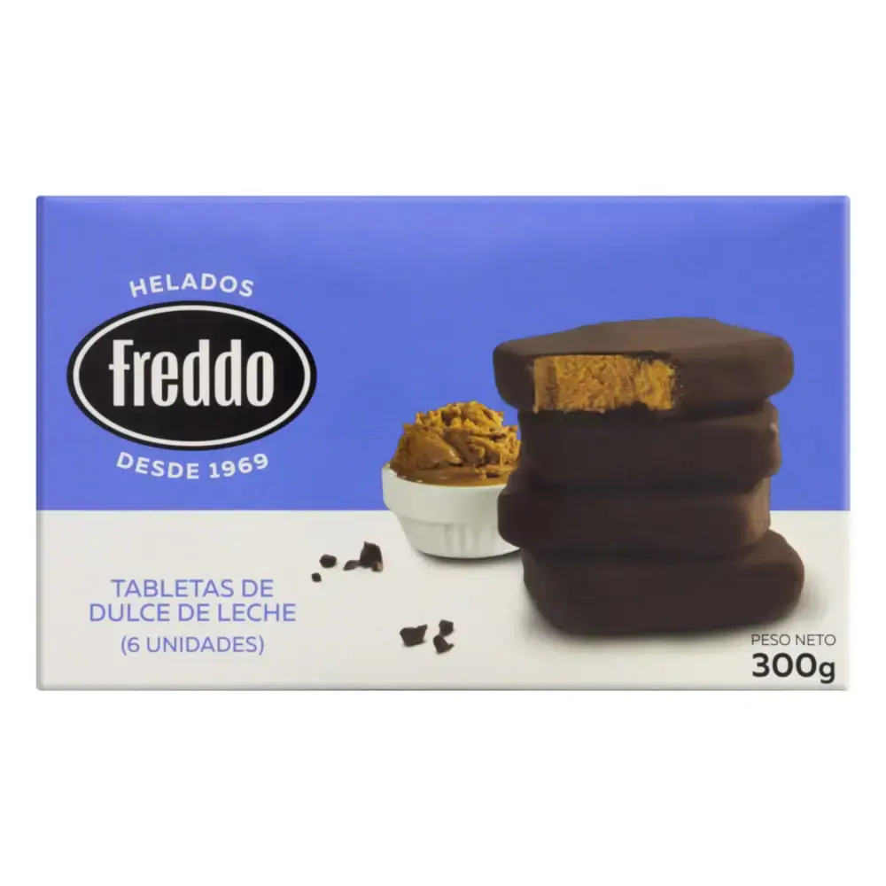 Pack Sorvete Doce De Leite Cobertura Chocolate Meio Amargo Sem Glúten Freddo Caixa 300g 6 Unidades