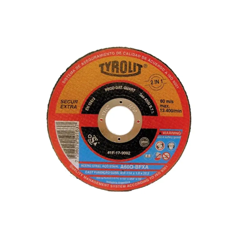 Disco De Corte 4.1/2x1,0x22,2 Inox Tyro Consumo