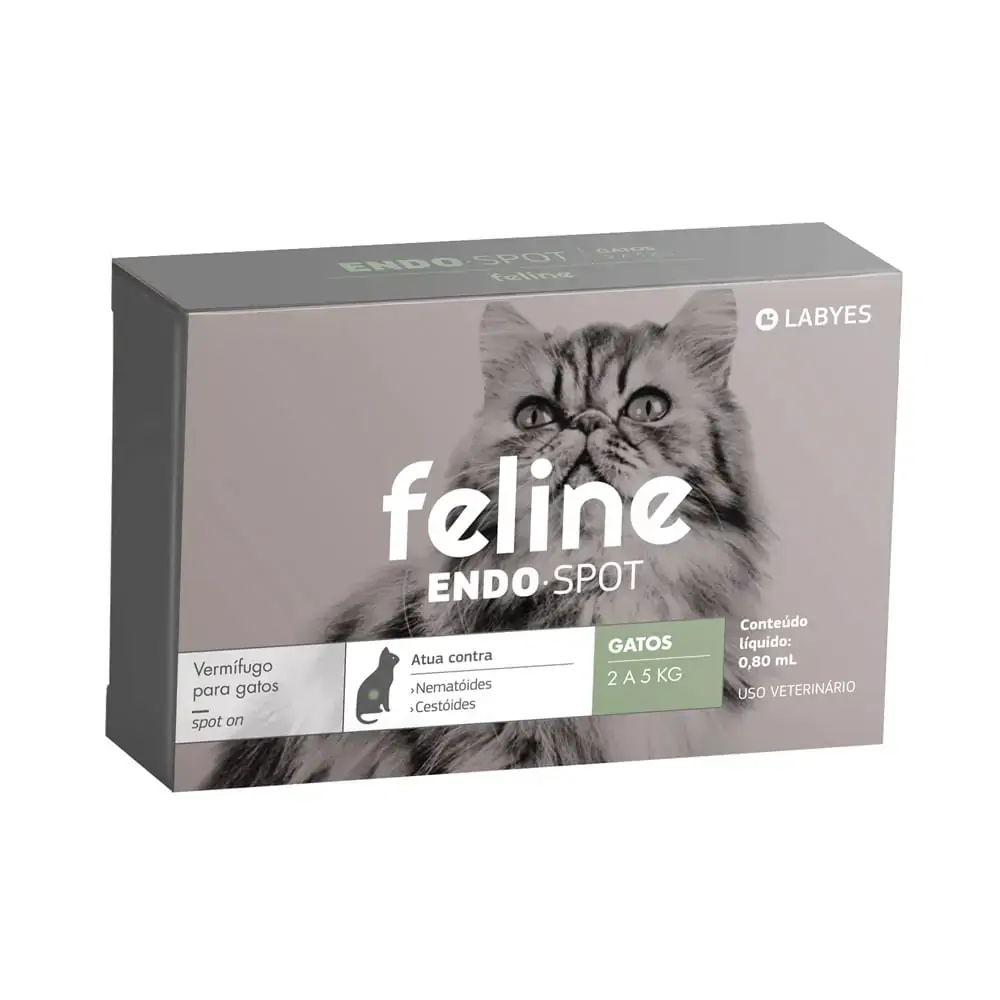 Vermãfugo Para Gatos Feline Endospot 2 A 5kg 0,80ml