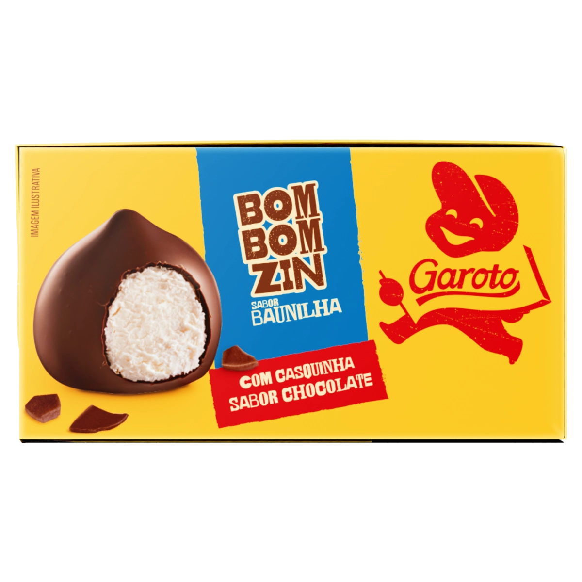 Sorvete Baunilha Cobertura Chocolate Garoto Bombomzin Caixa 82,5g