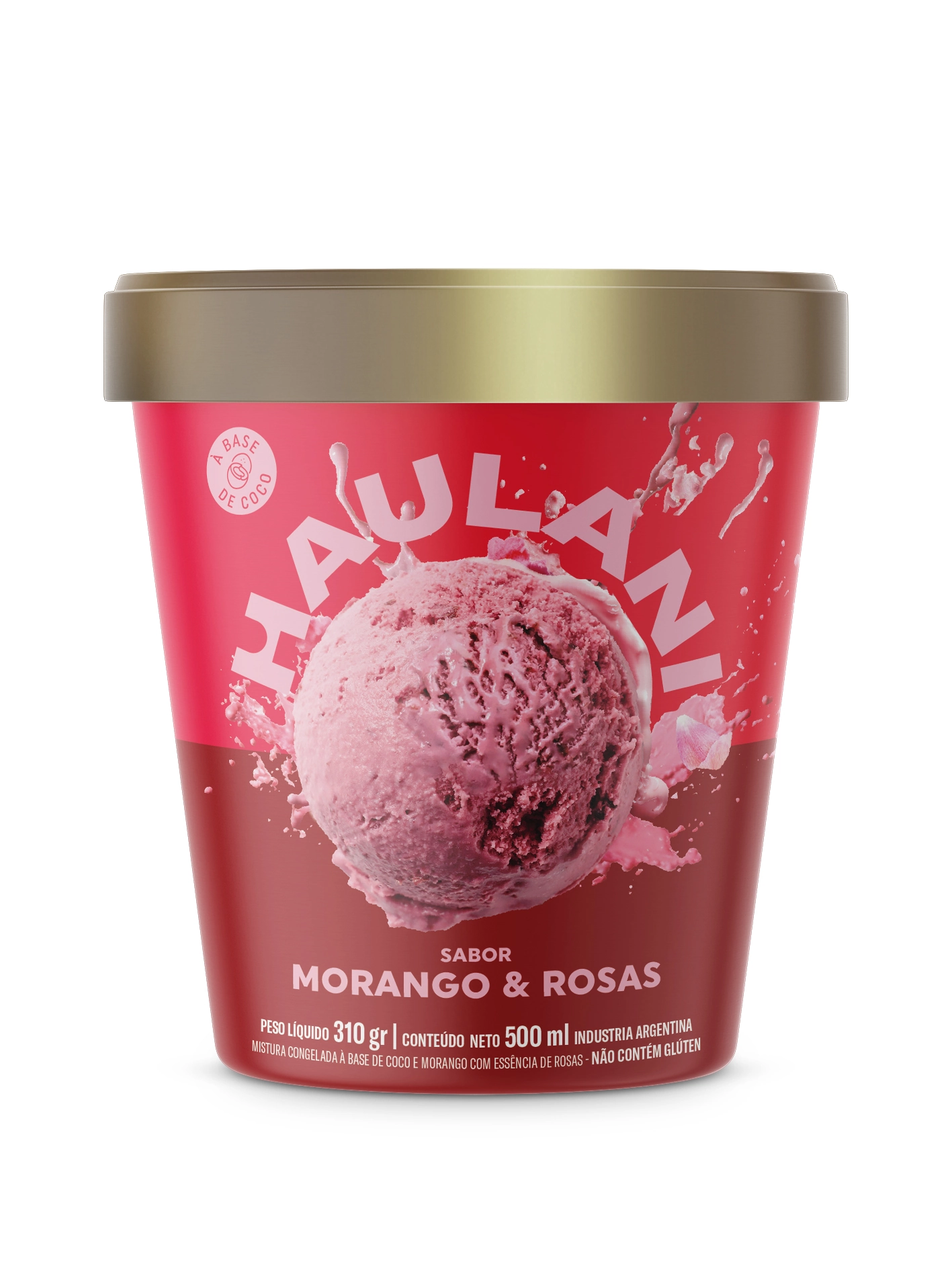 Creme Gelada Haulani 500ml Morango E Rosas