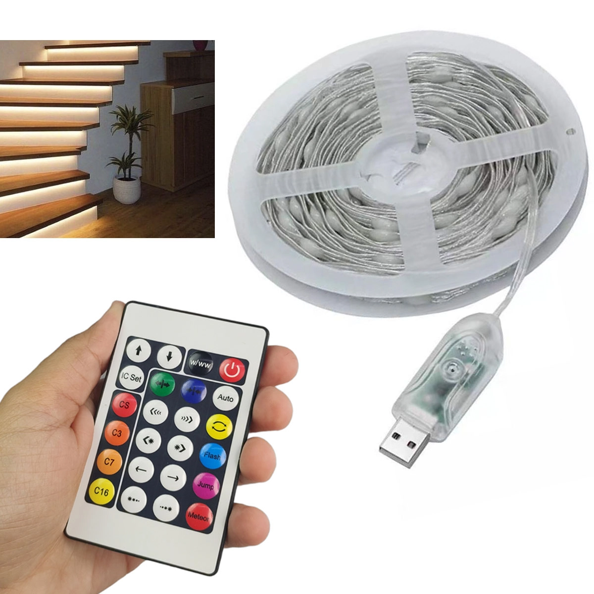 Fita Led Aplicativo App Celular 5 Metros Controle Cores Rgb Ajustavel Gesso Sanca Natal