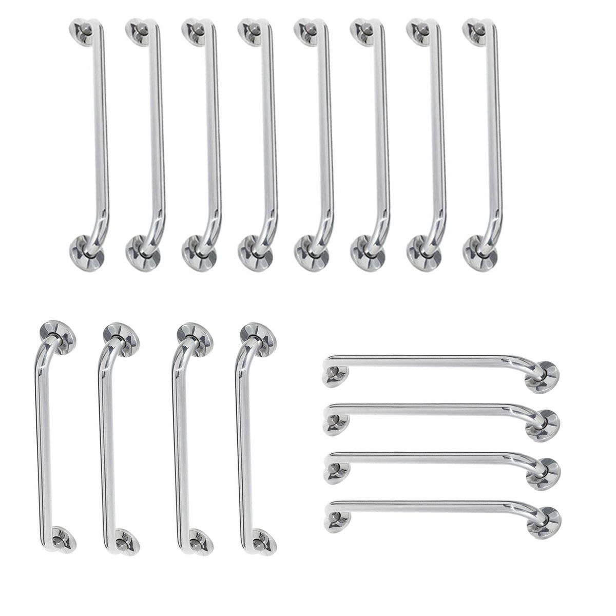 Alça De Apoio Barra Inox Kit 16 Unidades 40cm 70cm 80cm Segurança Acessibilidade