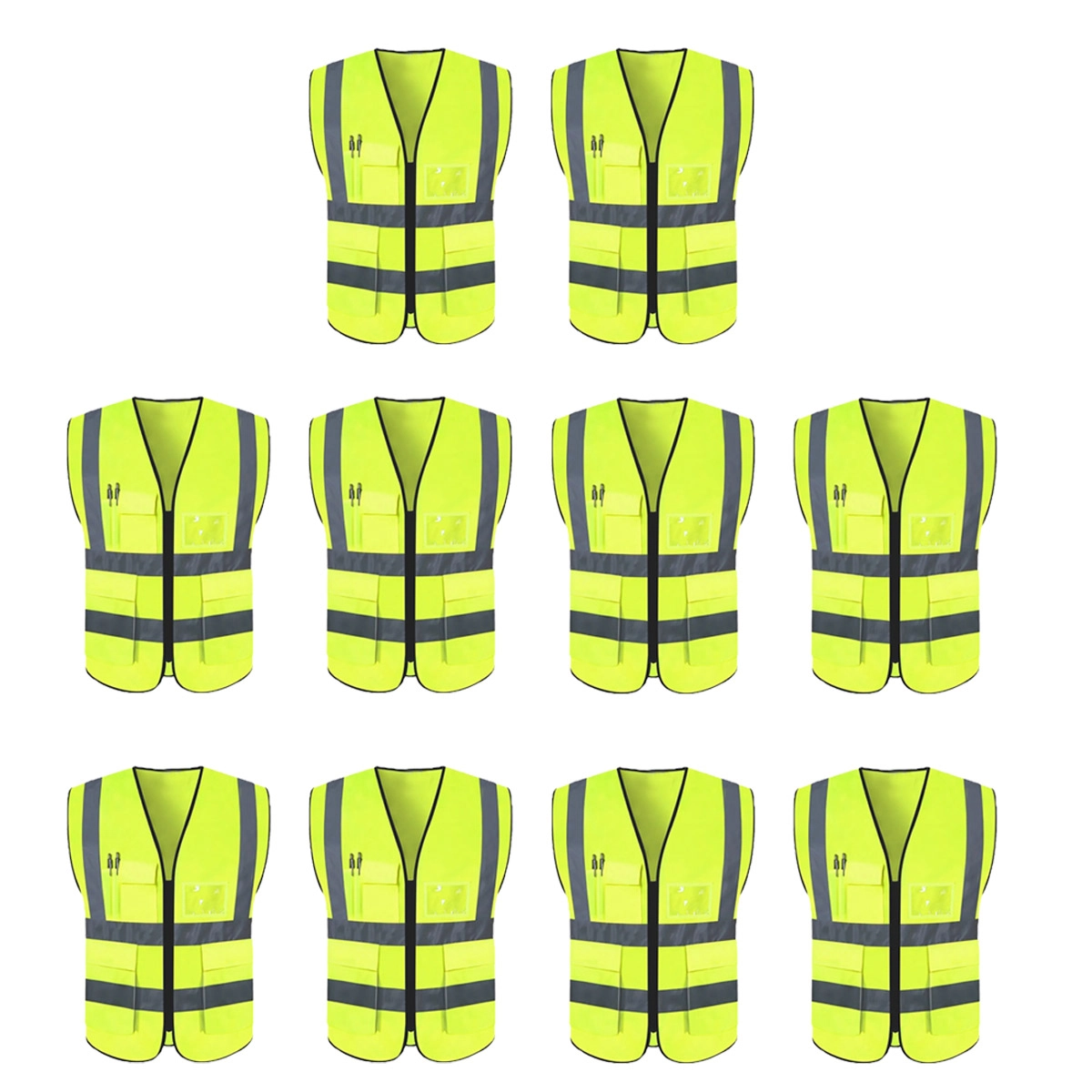 Colete Sinalizador Faixa Refletivo Kit 10 Unidades Trabalho Epi Blusao Fluorescente Obra Segurança