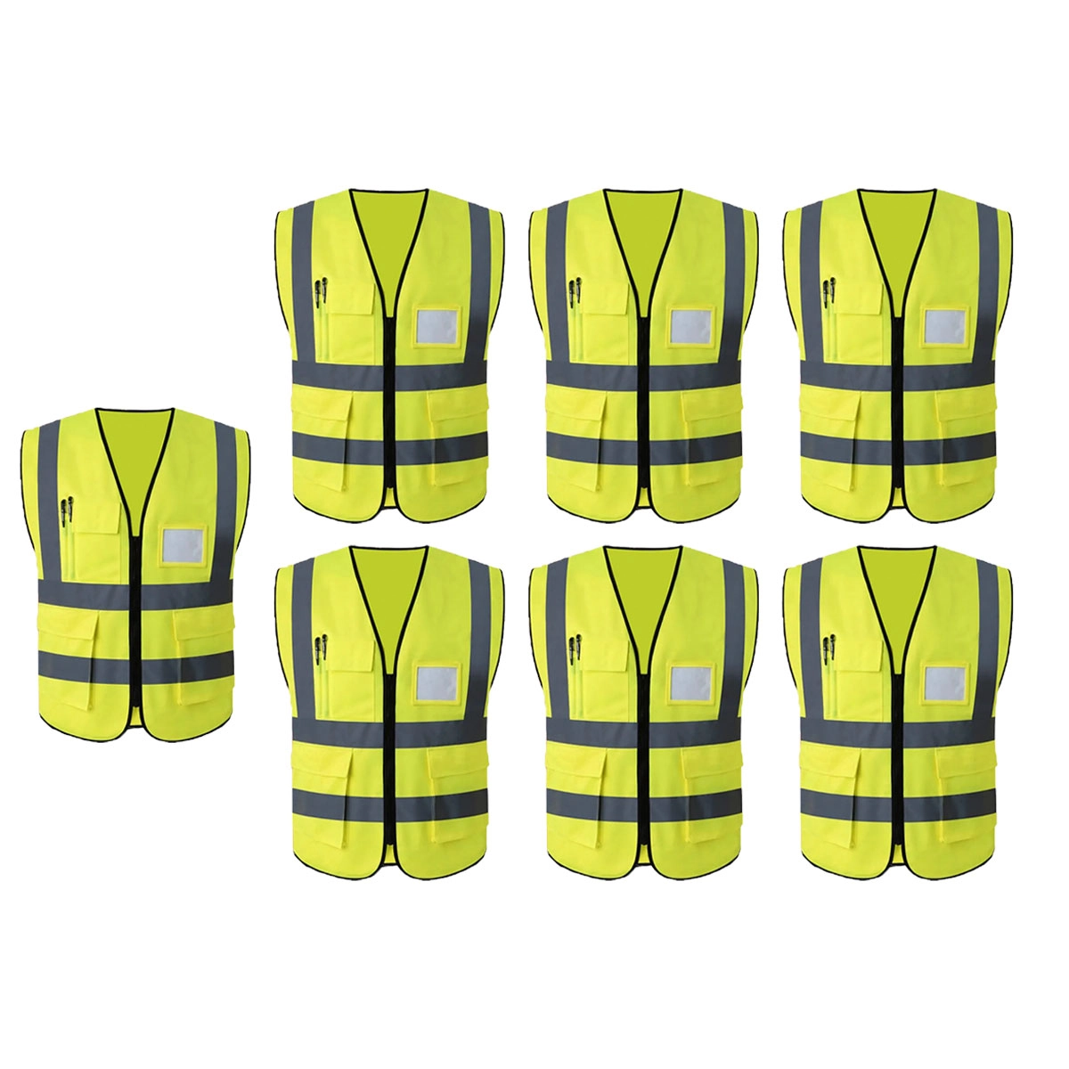 Colete Refletivo Sinalizador Epi Kit 7 Unidades Segurança Blusao Fluorescente Obra Proteçao Fiscalizaçao Resistente
