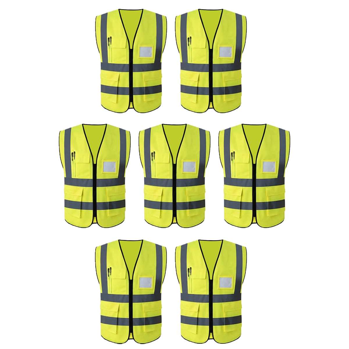 Colete Refletivo Sinalizador Epi Kit 7 Unidades Segurança Fluorescente Proteçao Fiscalizaçao