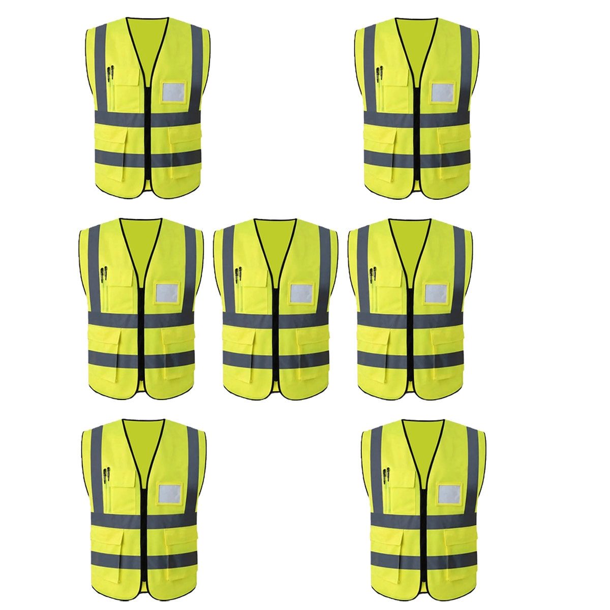 Colete Refletivo Sinalizador Epi Kit 7 Unidades Segurança Trabalho Blusao Fluorescente Obra Sinalizaçao