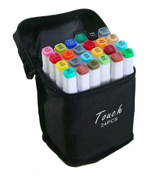 Kit Caneta Ponta Dupla 24 Cores Hyq1866 Airbek