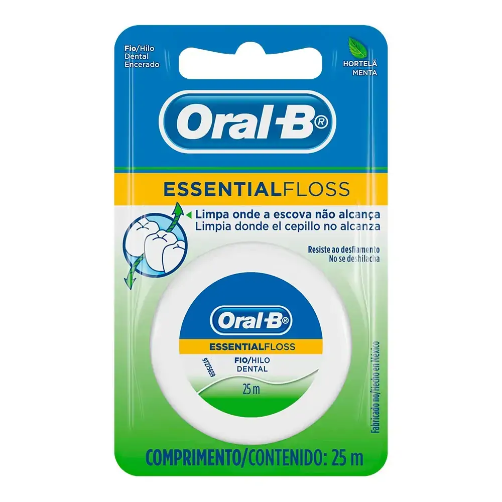 Fio Dental Encerado Menta Oral B Essential Floss 25m