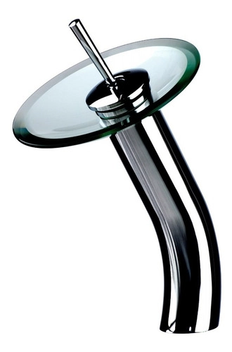 Torneira Vidro Alta Misturador Monocomando Banheiro Cascata Prateado