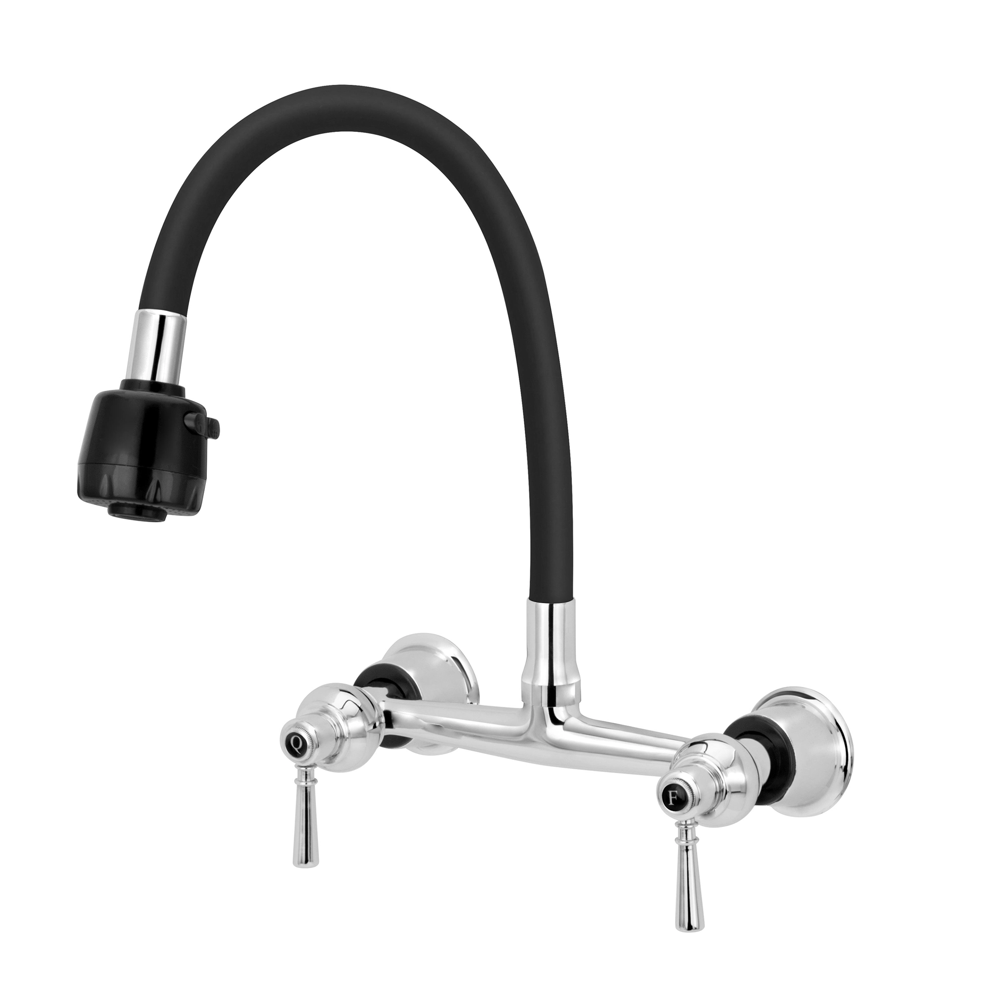 Torneira Misturador Gourmet Flexível Preto Cozinha Parede