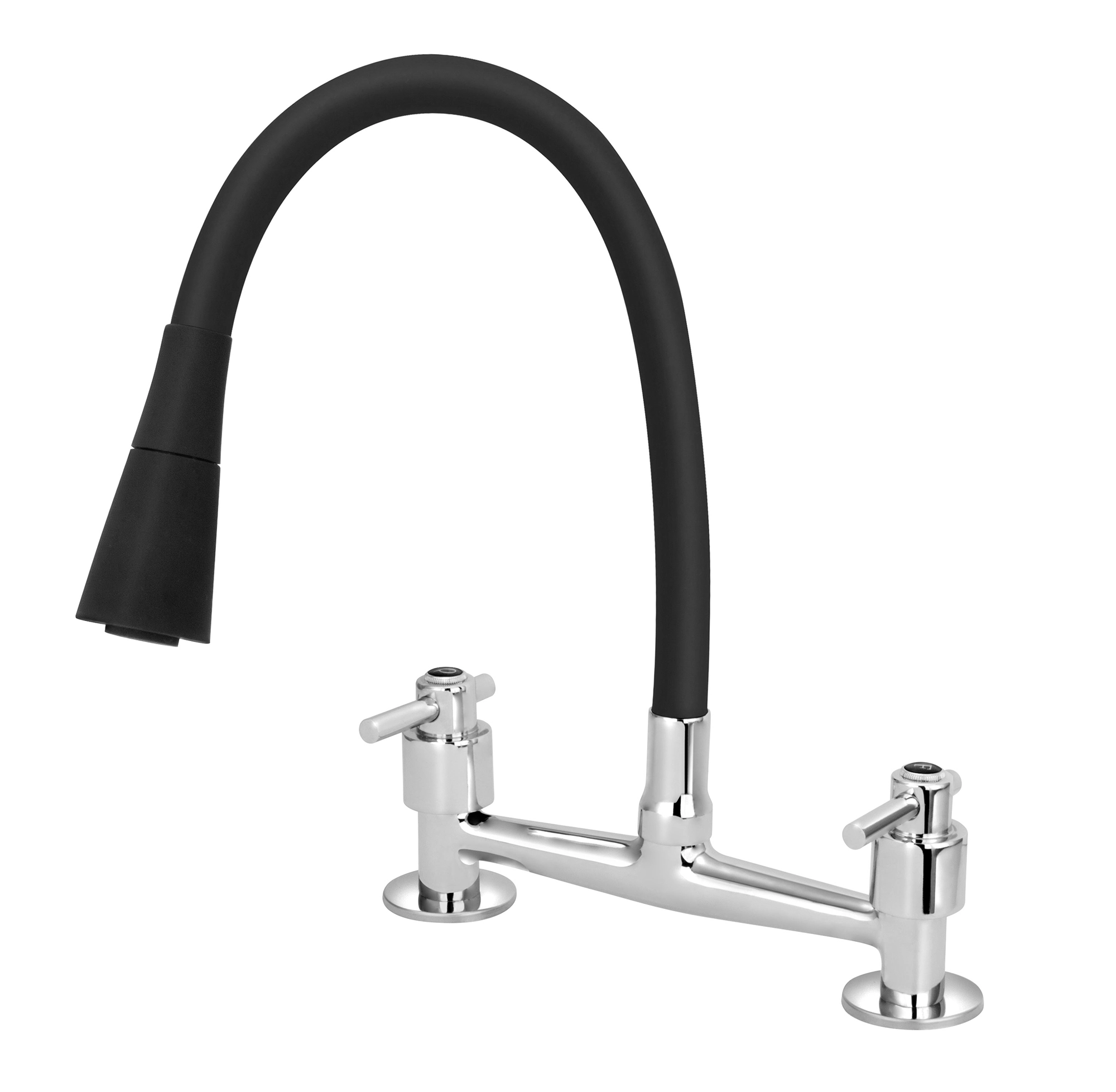 Torneira Misturador Gourmet Preto Flexível Cone Cozinha Mesa
