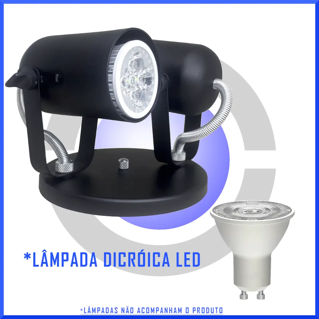 Spot De Sobrepor Direcionavel Para Teto 2 Lampadas Dicroica