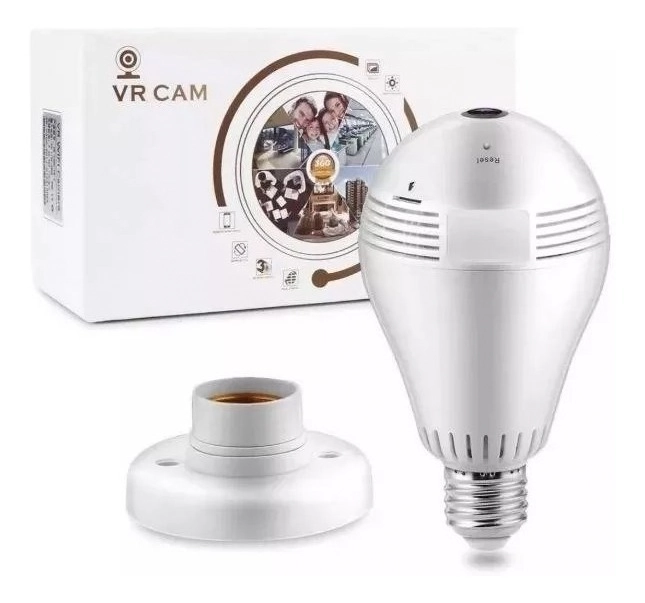 Câmera Ip Segurança Lâmpada Led 360 Panorâmica Vr Cam Wi-fi