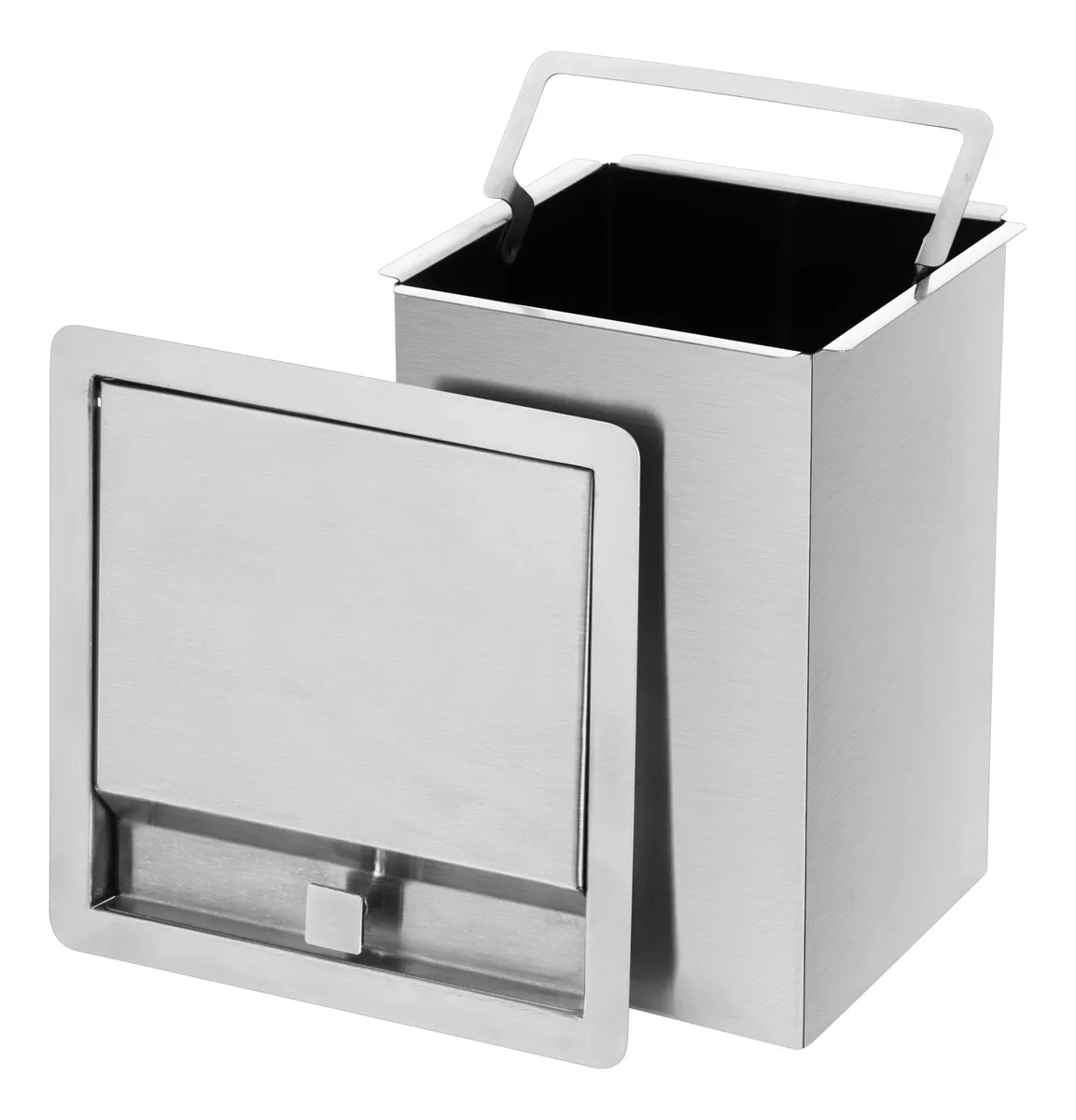 Lixeira Quadrada Pia Cozinha Embutir 4 L Inox 304 Escovado