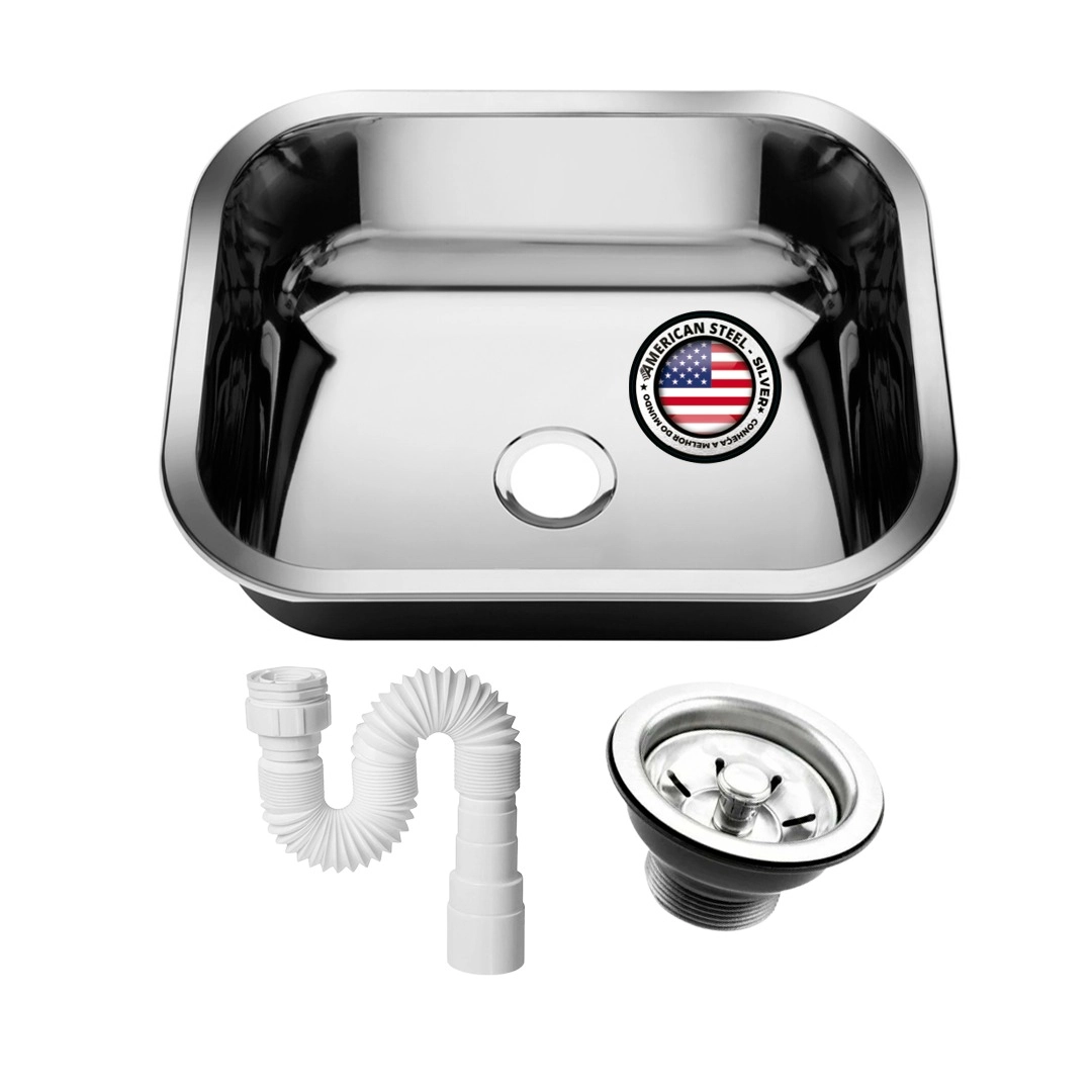 Cuba Inox Pia Cozinha 430 40x34x17 + Válvula + Sifão– As
