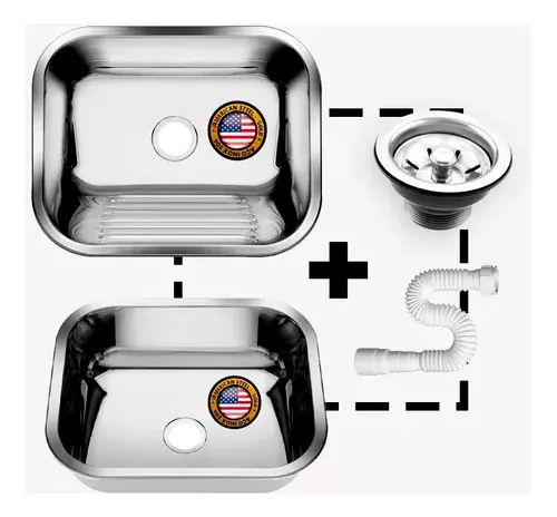 Tanque Inox 50x40 + Tanque S/esfregador Grande Aço Inox 304