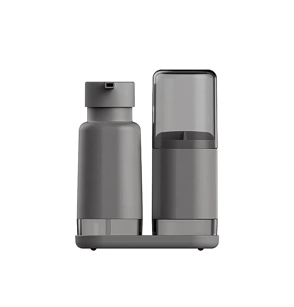 Kit Conjunto Para Banheiro Com Bandeja Premium Dual Cinza 3 Peças Ou