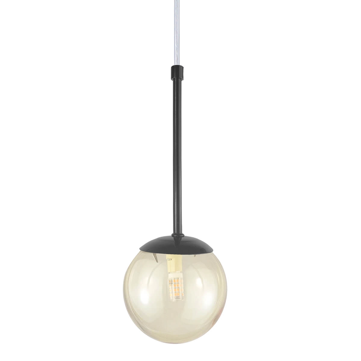 Pendente Globo Esfera De Vidro 12cm - Preto - Vidro Âmbar