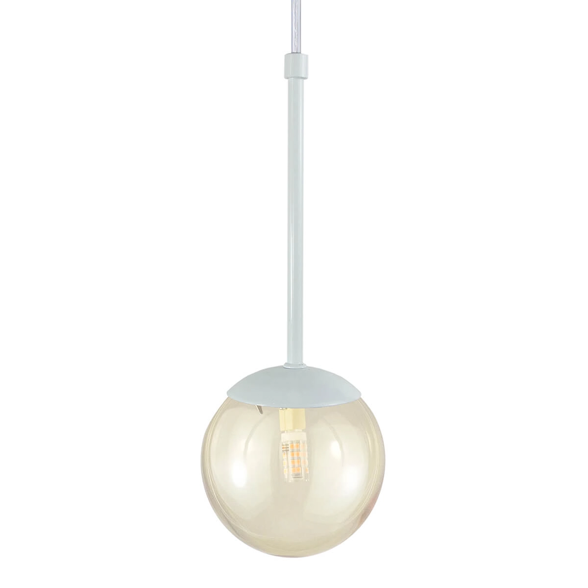 Pendente Globo Esfera De Vidro 12cm - Branco - Vidro Ambar
